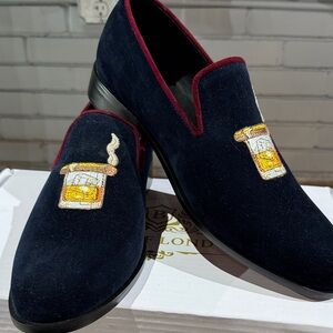 Men’s Bown Of London Velvet Blue with Embroidered Cigar on Glass Detail